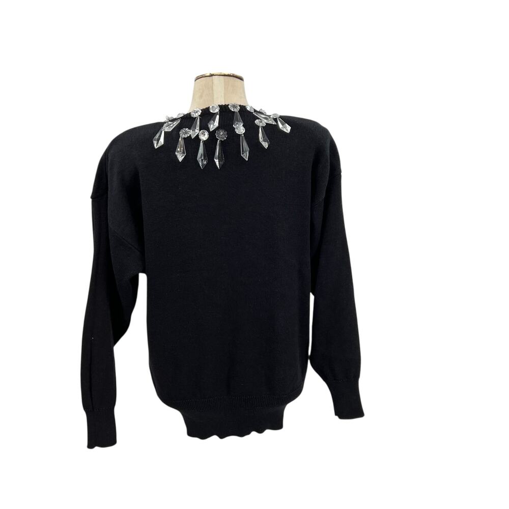 Bonnie Boerer Vintage Sweater Crystal‎ Embellishments Black Size Medium - Picture 6 of 10
